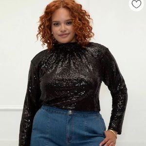 ELOQUII Elements Cowl Back Sequin Top